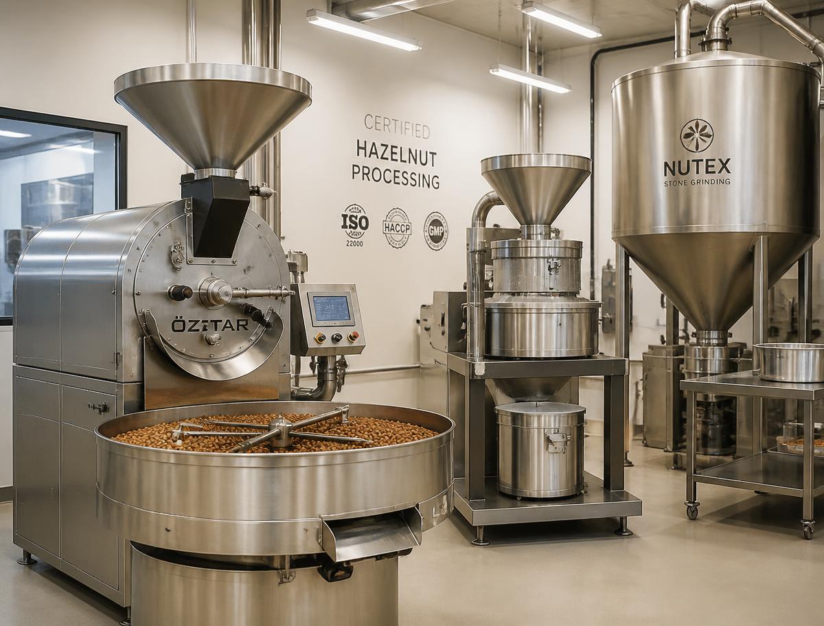 ISO 22000 certified hazelnut roasting and stone grinding line